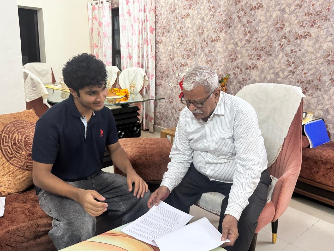 Reviewing the policy brief one-on-one with Mr. Tilak Raj Malhotra