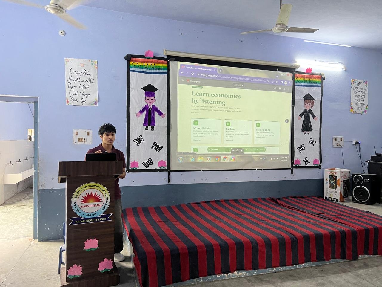 Continuing the presentation on accessible learning from the podium